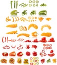 Sliced Ã¢â¬â¹Ã¢â¬â¹bell pepper isolated on white background. Set of assorted chopped capsicum, different colors of the vegetable.Cooking